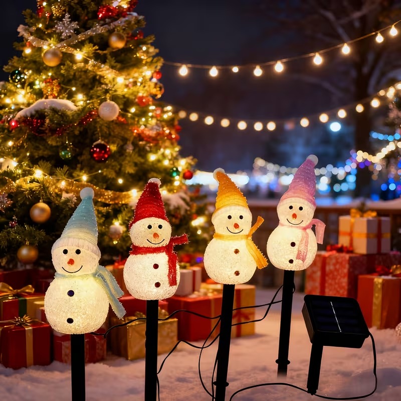 Outdoor Power For Christmas Lights - 1-4 個のクリスマスソーラーパワースノーマンライト屋外廊下パティオ芝生用クリスマス装飾用ソーラーライトステーク