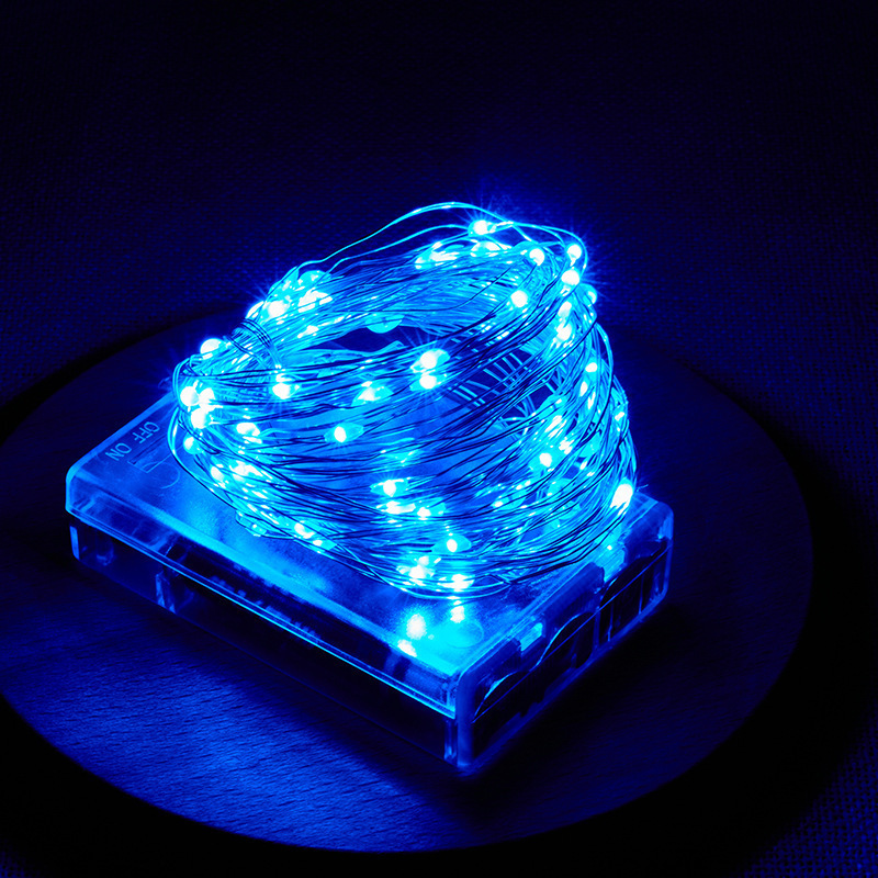 Outdoor Power For Wedding - 結婚式の祝祭用LEDシルバーワイヤーライトストリング、ラマダンパーティー、家の装飾ガーランドランプ、屋外ガーデン、電池式