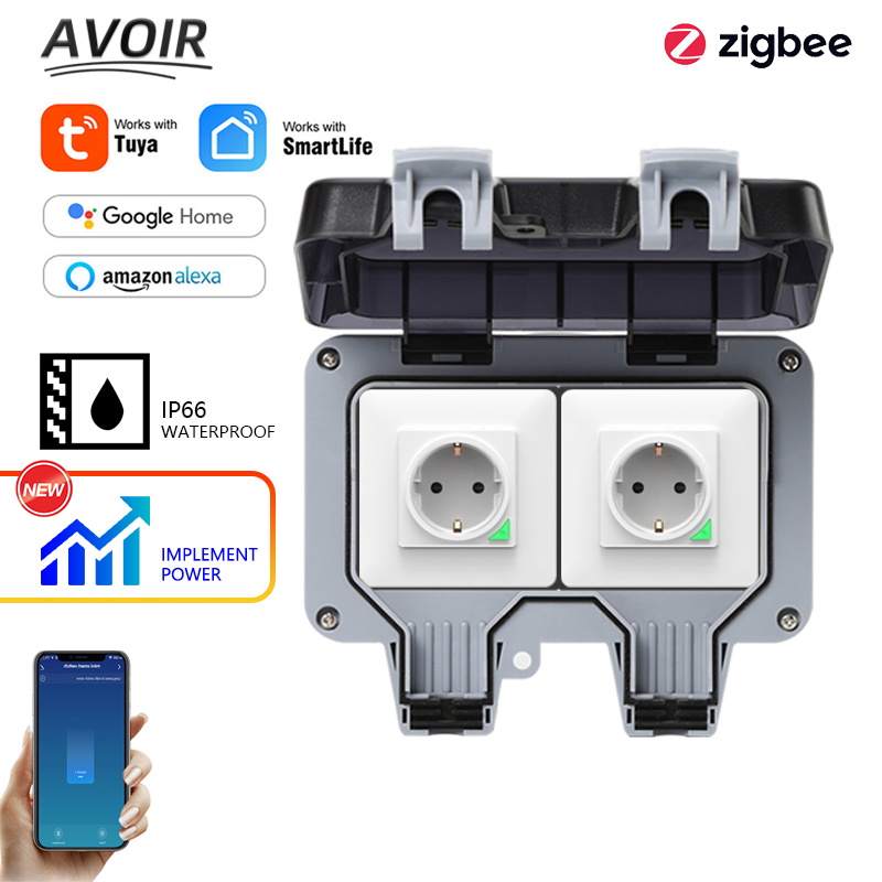 Outdoor Power Meter - Avoir Tuya Zigbee 電気ソケット IP66 防水屋外