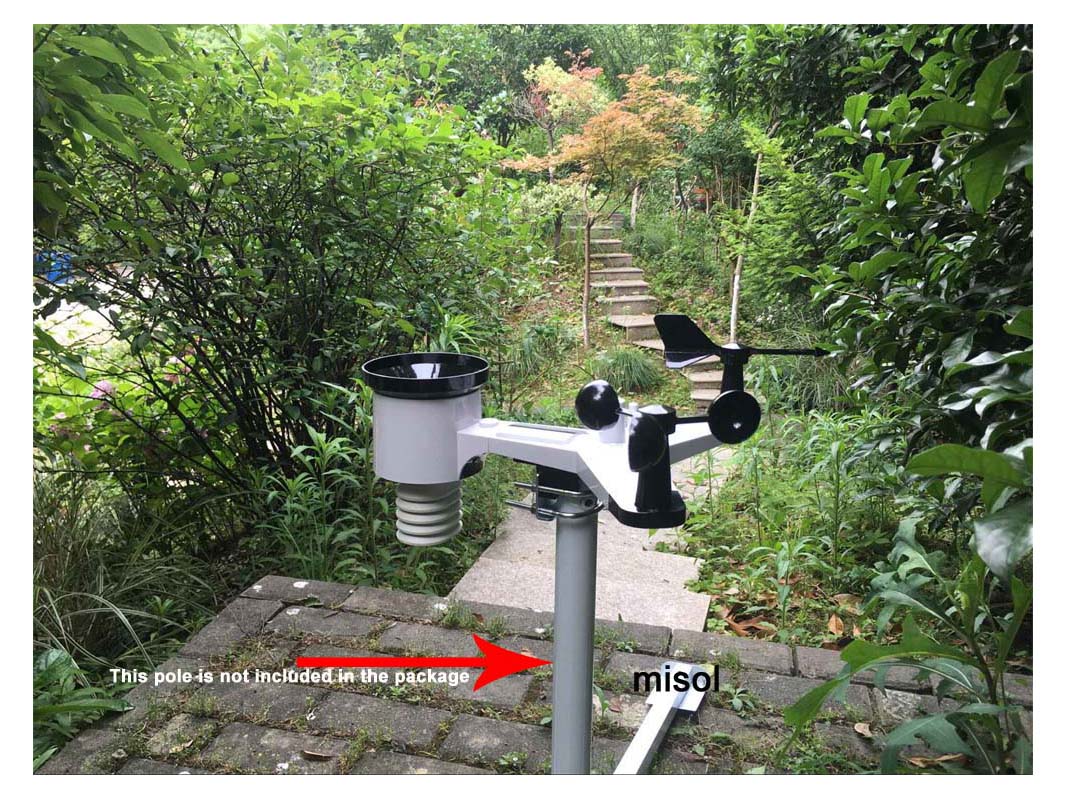 Outdoor Power Meter - 屋外センサー付き MISOL WiFi ウェザーステーション、Web、Wunderground、カラー表示コンソールへのデータアップロード、WH2900-1