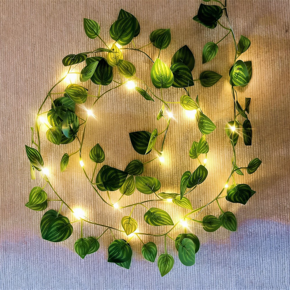 LEDグリーンラタンリーフフェアリーライトストリング電池式屋 - Outdoor Power For Wedding のレビューと価格