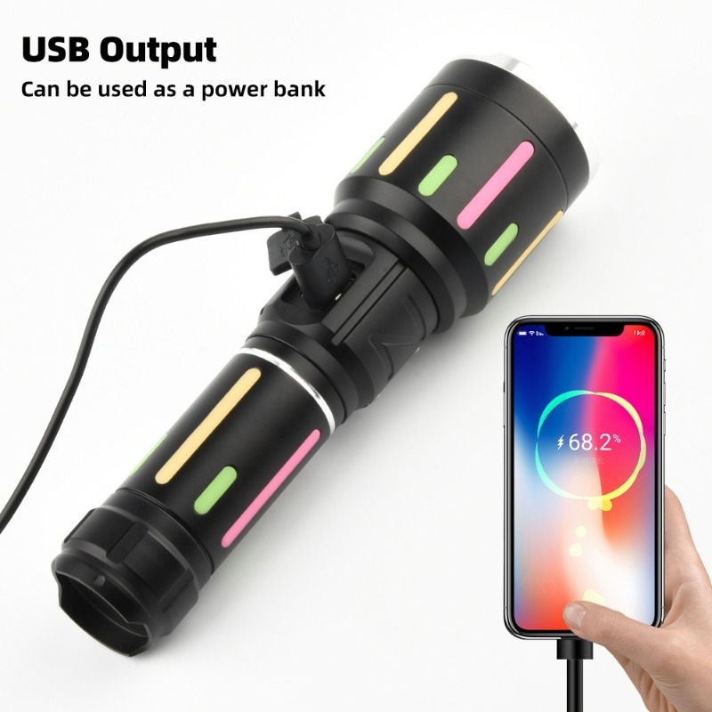ハイパワー白色光蛍光懐中電灯充電式ズーム可能長距離懐中電灯屋 - Outdoor Power Meter のレビューと価格