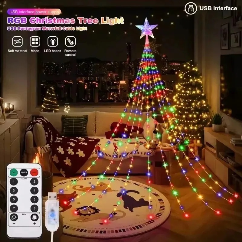 USB 電源スターウォーターフォール LED ストリングライ - Outdoor Power For Christmas Lights のレビューと価格