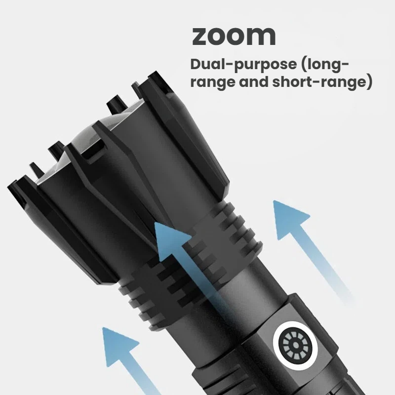 高出力 P90 LED 懐中電灯 TYPE-C 充電式ズーム - Outdoor Power Meter のレビューと価格