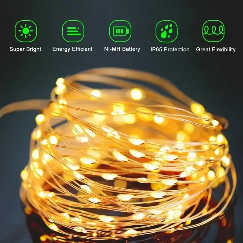 100 LED ソーラー妖精防水銅線ストリングライトクリスマ - Outdoor Power For Christmas Lights のレビューと価格
